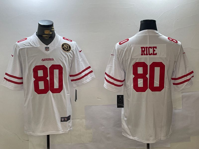 Men San Francisco 49ers #80 Rice White Second generations 2024 Nike Limited NFL Jersey style 3->san francisco 49ers->NFL Jersey